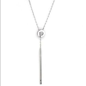 Michael Kors Logo Silver Lariat Necklace